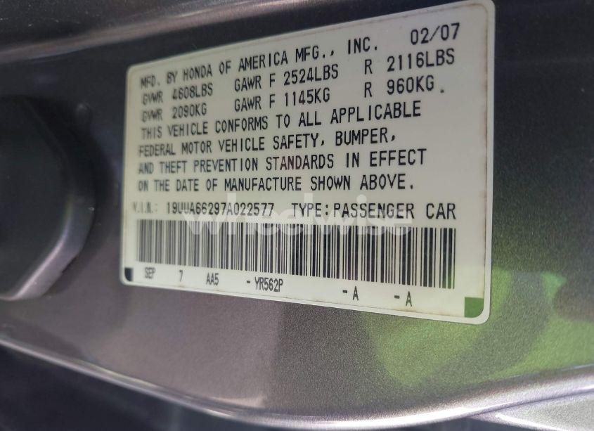 Photo 9 of 2007 Acura Tl 3.2 (VIN 19UUA66297A022577)