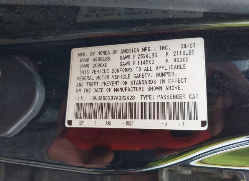 Photo 9 of 2007 Acura Tl 3.2 (VIN 19UUA66297A032428)