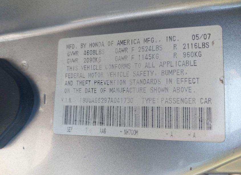 Photo 9 of 2007 Acura Tl 3.2 (VIN 19UUA66297A041730)