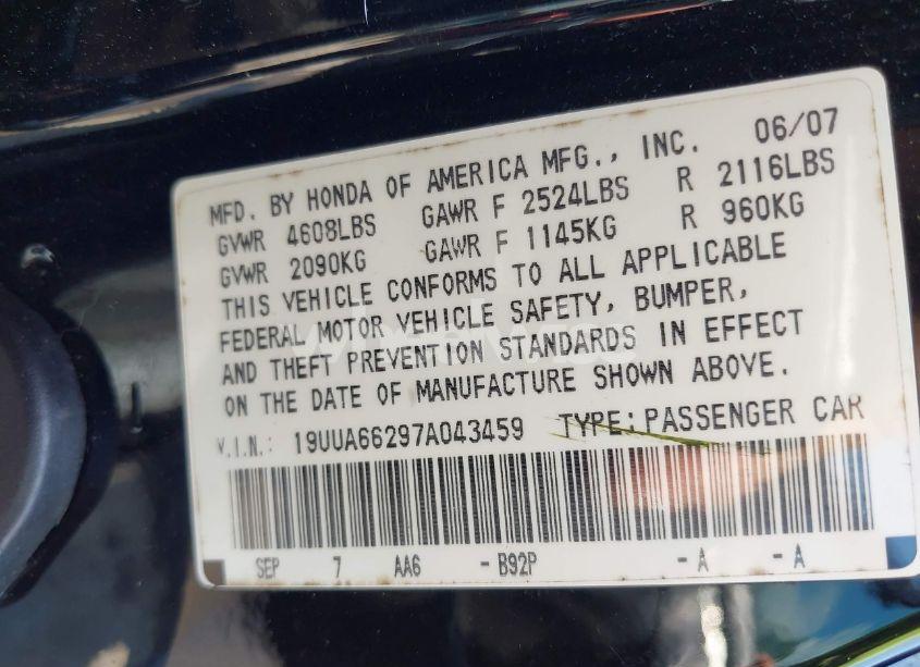 Photo 9 of 2007 Acura Tl 3.2 (VIN 19UUA66297A043459)