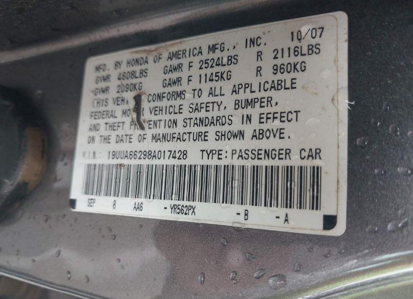 Photo 9 of 2008 Acura Tl 3.2 (VIN 19UUA66298A017428)