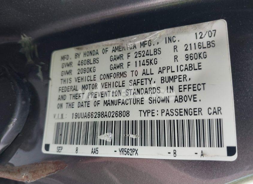 Photo 9 of 2008 Acura Tl 3.2 (VIN 19UUA66298A026808)