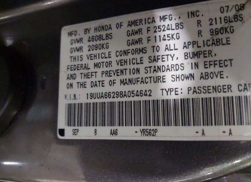 Photo 9 of 2008 Acura Tl 3.2 (VIN 19UUA66298A054642)