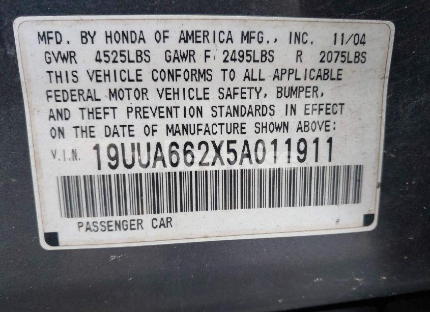 Photo 9 of 2005 Acura Tl N/A (VIN 19UUA662X5A011911)