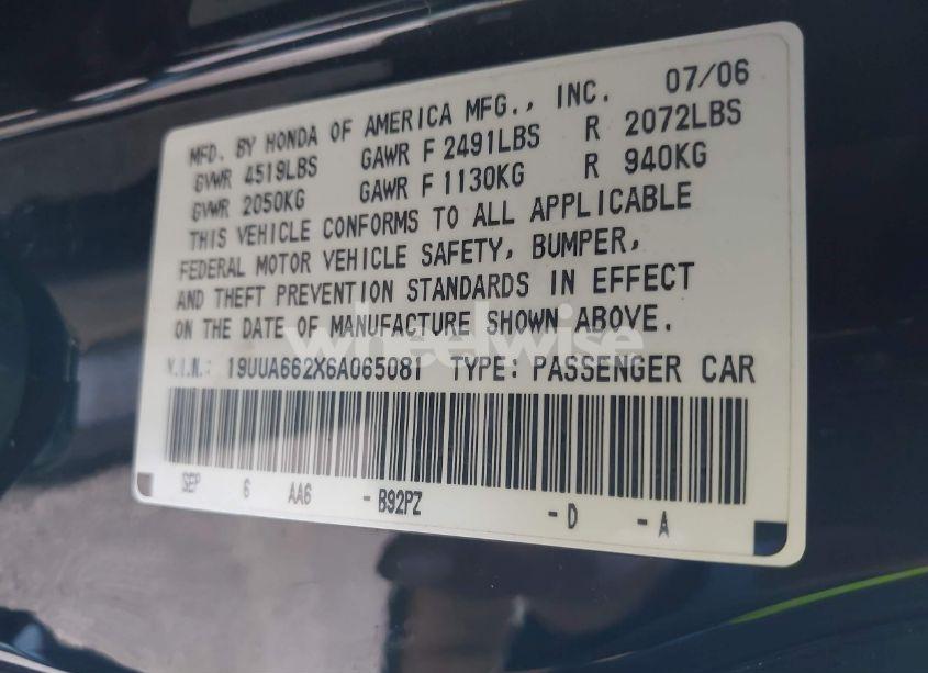Photo 9 of 2006 Acura Tl (VIN 19UUA662X6A065081)
