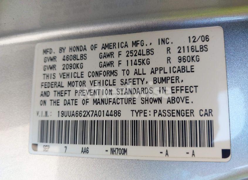 Photo 9 of 2007 Acura Tl 3.2 (VIN 19UUA662X7A014486)