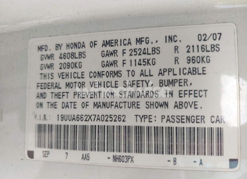Photo 9 of 2007 Acura Tl 3.2 (VIN 19UUA662X7A025262)