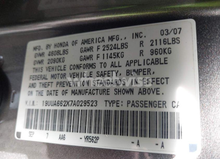 Photo 9 of 2007 Acura Tl 3.2 (VIN 19UUA662X7A029523)