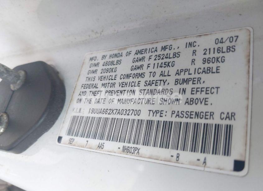 Photo 9 of 2007 Acura Tl 3.2 (VIN 19UUA662X7A032700)