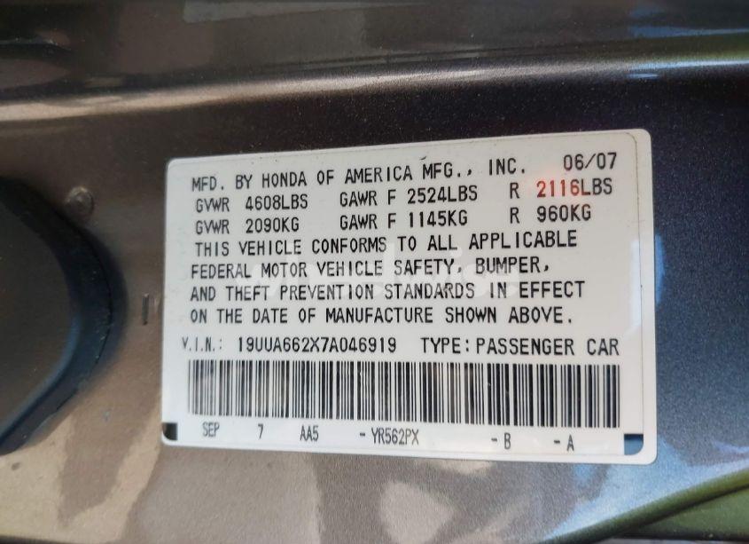 Photo 9 of 2007 Acura Tl 3.2 (VIN 19UUA662X7A046919)