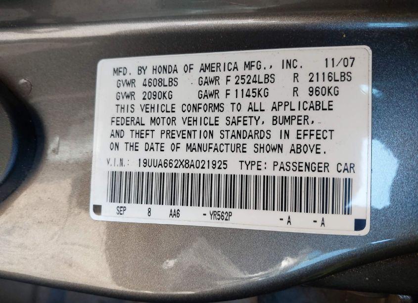 Photo 9 of 2008 Acura Tl 3.2 (VIN 19UUA662X8A021925)