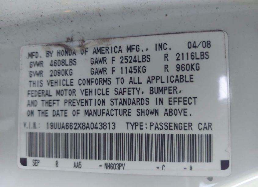 Photo 9 of 2008 Acura Tl 3.2 (VIN 19UUA662X8A043813)
