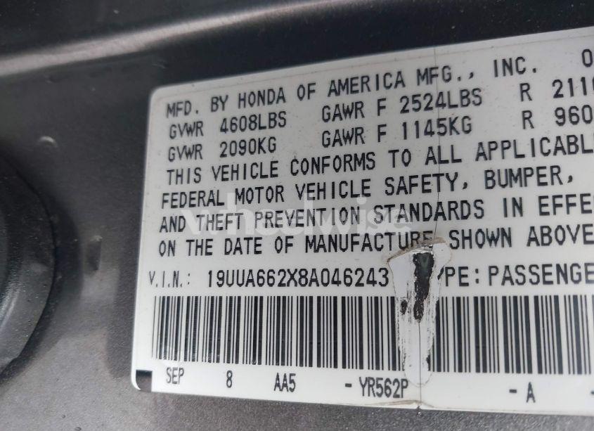 Photo 9 of 2008 Acura Tl 3.2 (VIN 19UUA662X8A046243)