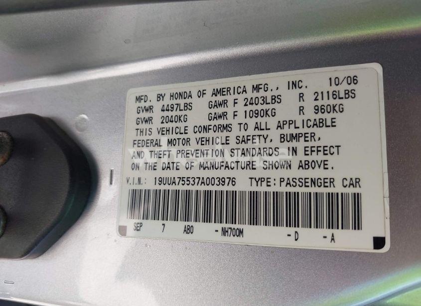 Photo 9 of 2007 Acura Tl TYPE S (VIN 19UUA75537A003976)