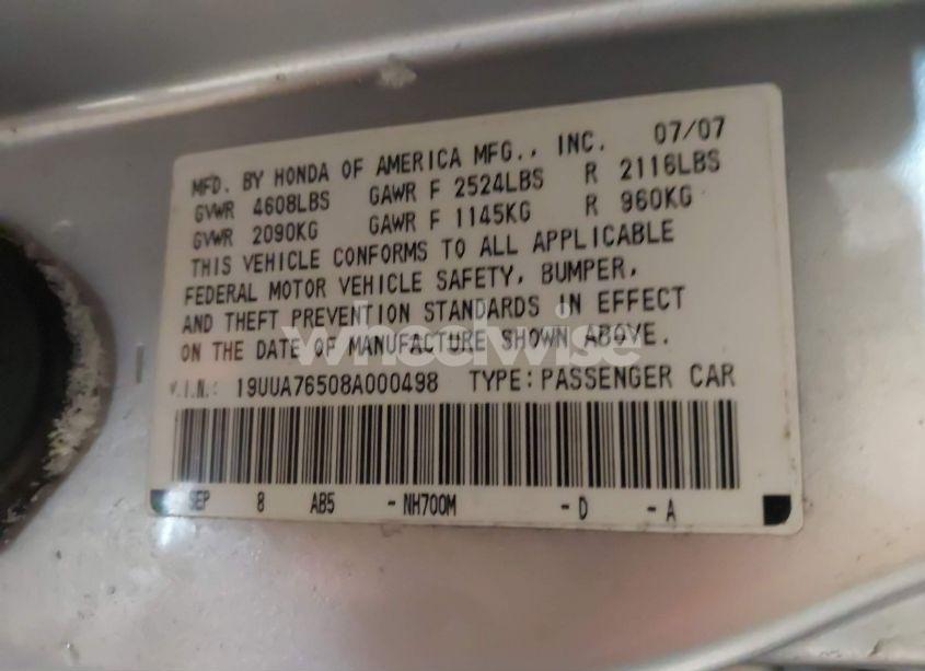 Photo 9 of 2008 Acura Tl TYPE S (VIN 19UUA76508A000498)