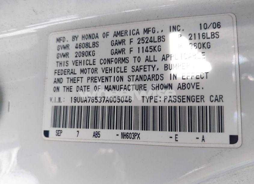Photo 9 of 2007 Acura Tl TYPE S (VIN 19UUA76537A005046)