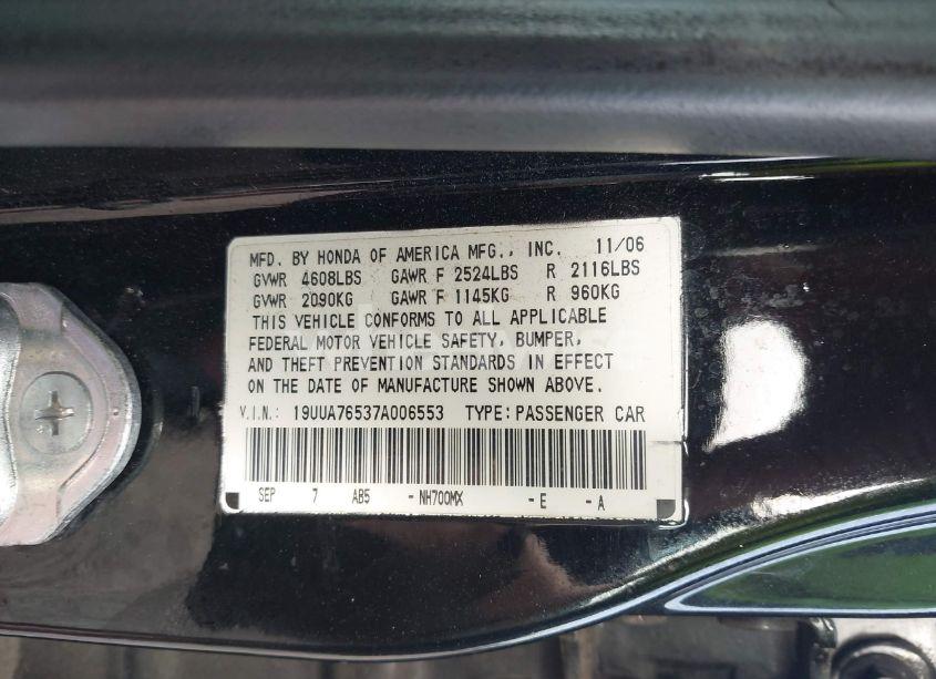 Photo 9 of 2007 Acura Tl TYPE S (VIN 19UUA76537A006553)