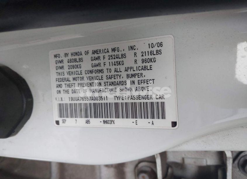 Photo 9 of 2007 Acura Tl TYPE S (VIN 19UUA76557A003511)