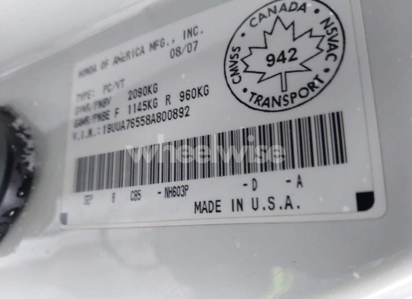 Photo 9 of 2008 Acura Tl TYPE S (VIN 19UUA76558A800892)