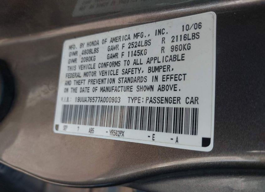 Photo 9 of 2007 Acura Tl (VIN 19UUA76577A000903)