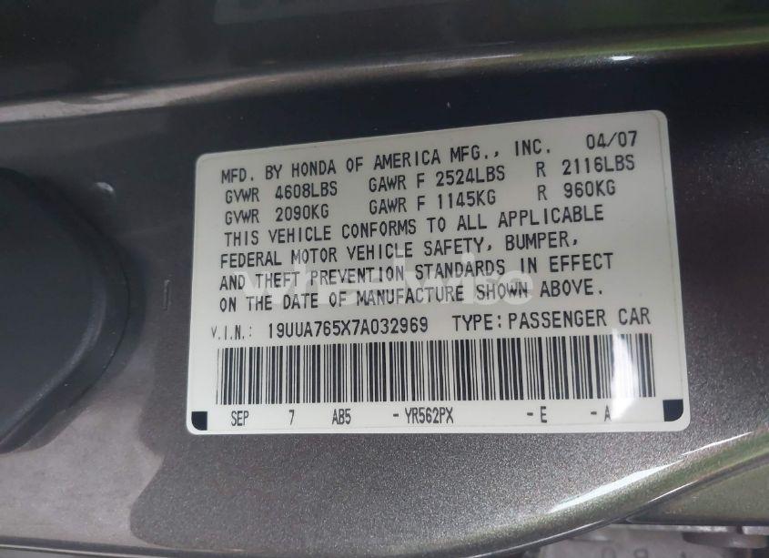 Photo 9 of 2007 Acura Tl TYPE S (VIN 19UUA765X7A032969)