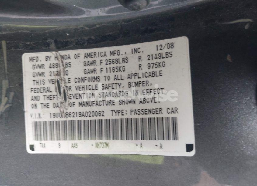 Photo 9 of 2009 Acura Tl 3.5 (VIN 19UUA86219A020062)