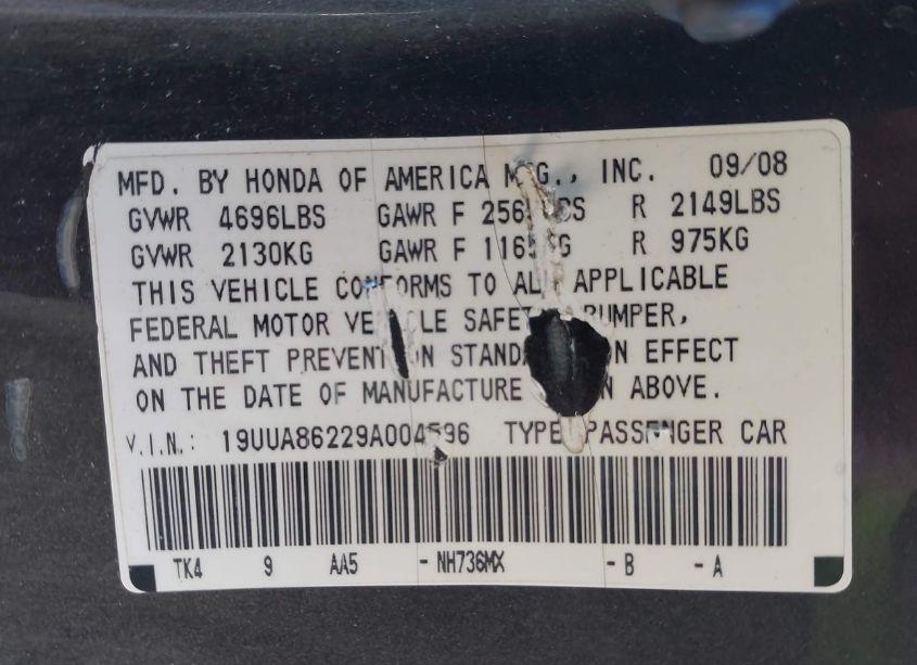 Photo 9 of 2009 Acura Tl 3.5 (VIN 19UUA86229A004596)