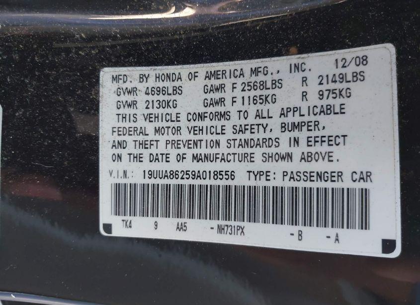 Photo 9 of 2009 Acura Tl 3.5 (VIN 19UUA86259A018556)