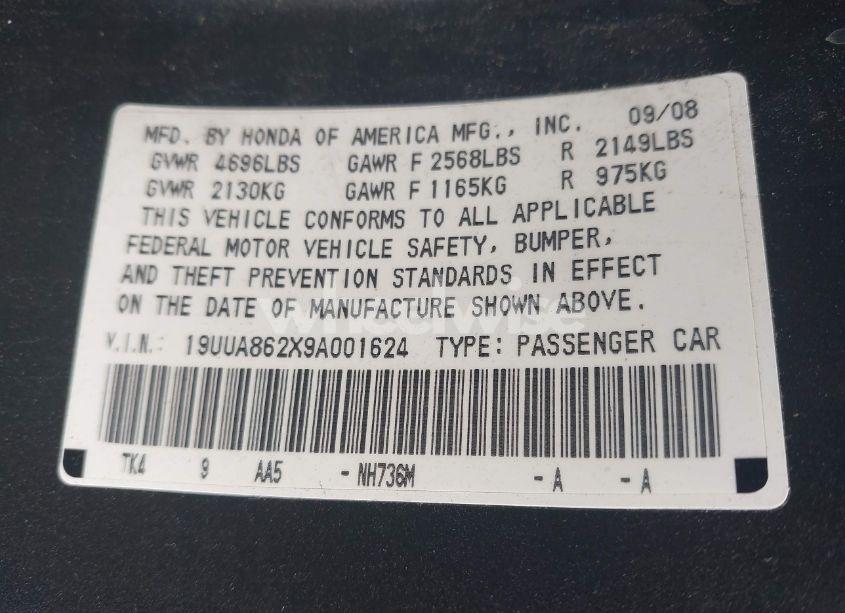 Photo 9 of 2009 Acura Tl 3.5 (VIN 19UUA862X9A001624)