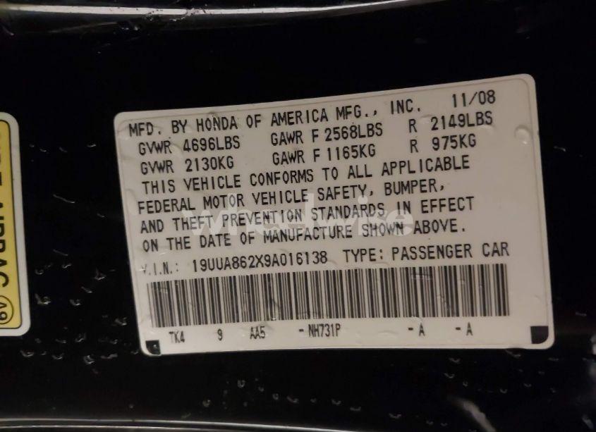 Photo 9 of 2009 Acura Tl 3.5 (VIN 19UUA862X9A016138)