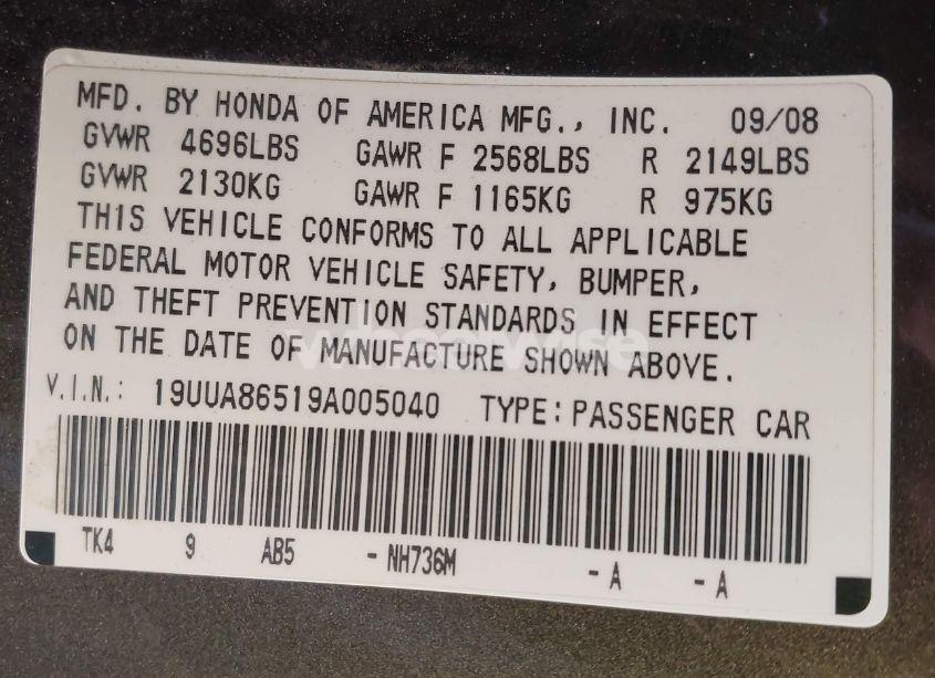 Photo 9 of 2009 Acura Tl 3.5 (VIN 19UUA86519A005040)