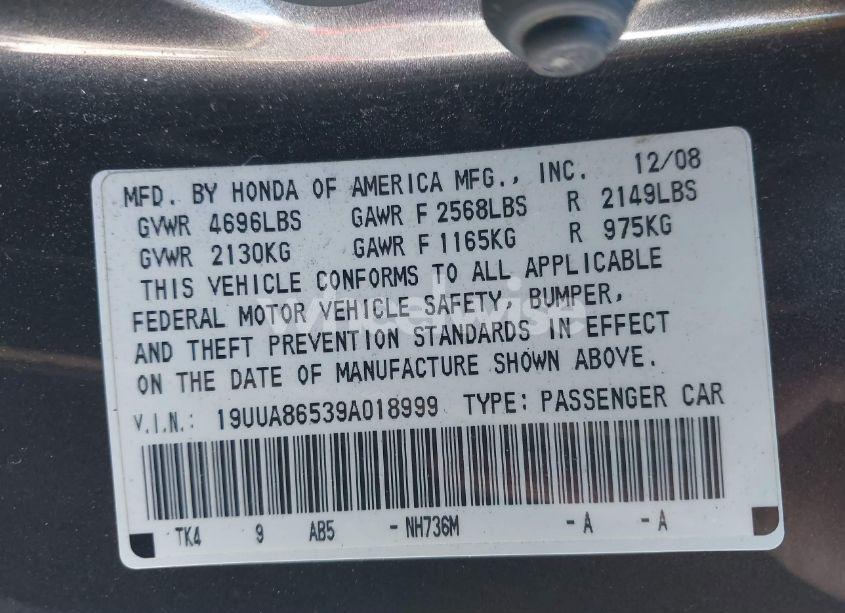 Photo 9 of 2009 Acura Tl 3.5 (VIN 19UUA86539A018999)