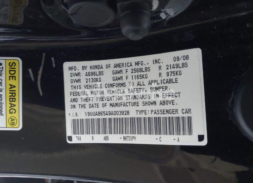 Photo 9 of 2009 Acura Tl 3.5 (VIN 19UUA86549A003928)