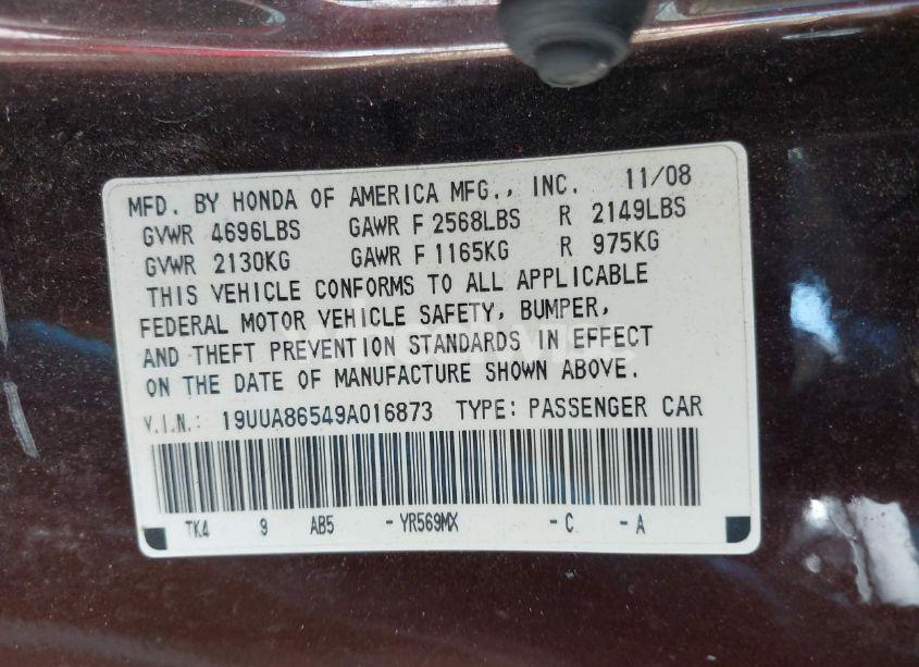 Photo 9 of 2009 Acura Tl 3.5 (VIN 19UUA86549A016873)
