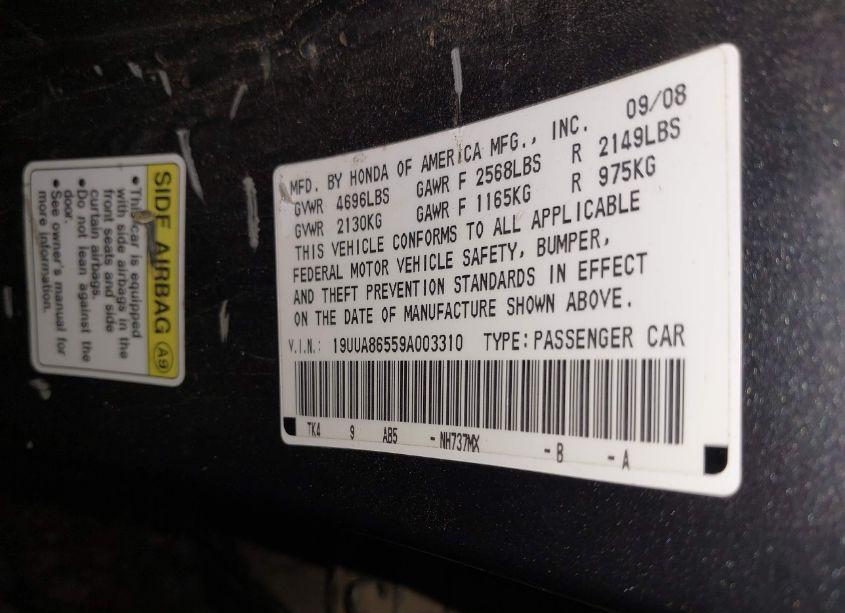 Photo 9 of 2009 Acura Tl 3.5 (VIN 19UUA86559A003310)