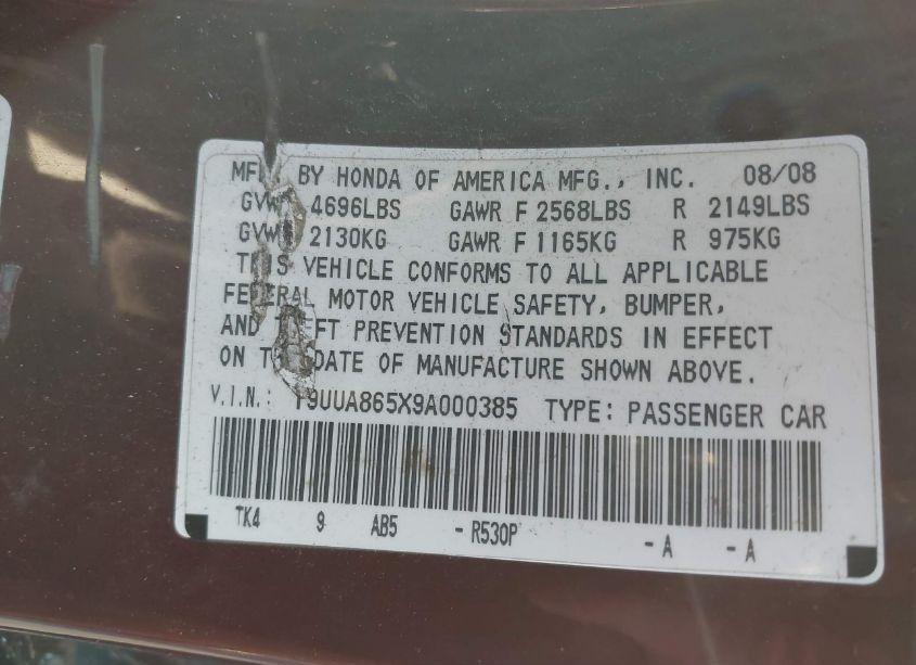 Photo 9 of 2009 Acura Tl 3.5 (VIN 19UUA865X9A000385)