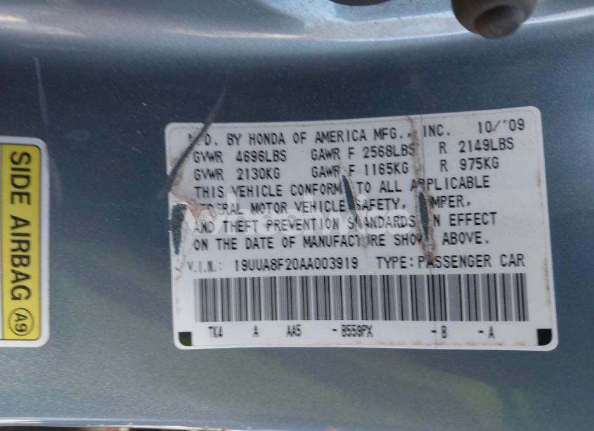 Photo 9 of 2010 Acura Tl 3.5 (VIN 19UUA8F20AA003919)