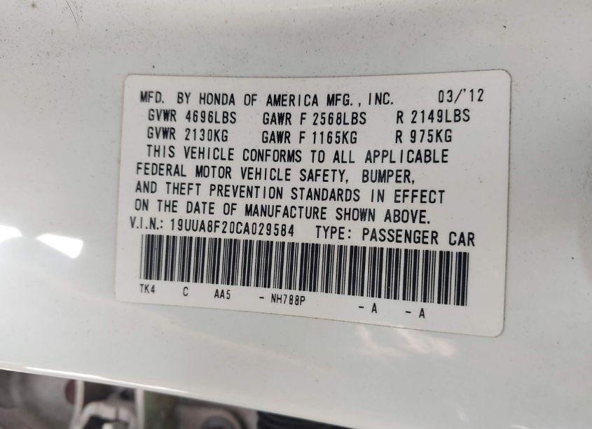 Photo 9 of 2012 Acura Tl 3.5 (VIN 19UUA8F20CA029584)