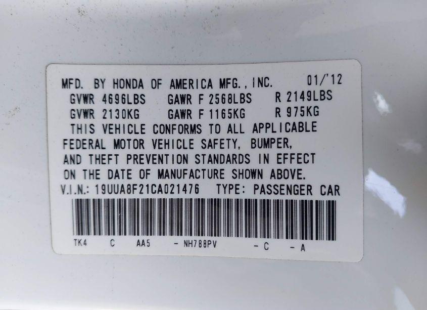 Photo 9 of 2012 Acura Tl 3.5 (VIN 19UUA8F21CA021476)