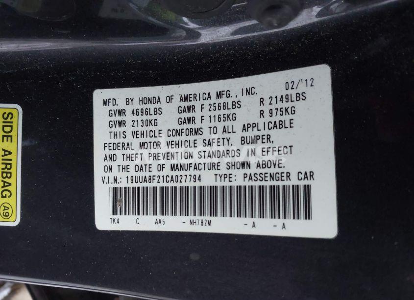 Photo 9 of 2012 Acura Tl 3.5 (VIN 19UUA8F21CA027794)