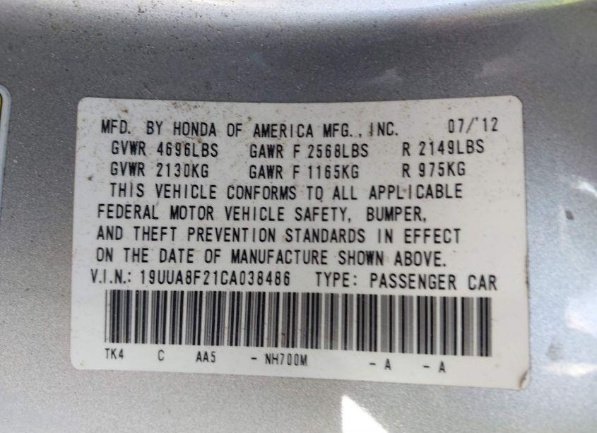 Photo 9 of 2012 Acura Tl 3.5 (VIN 19UUA8F21CA038486)