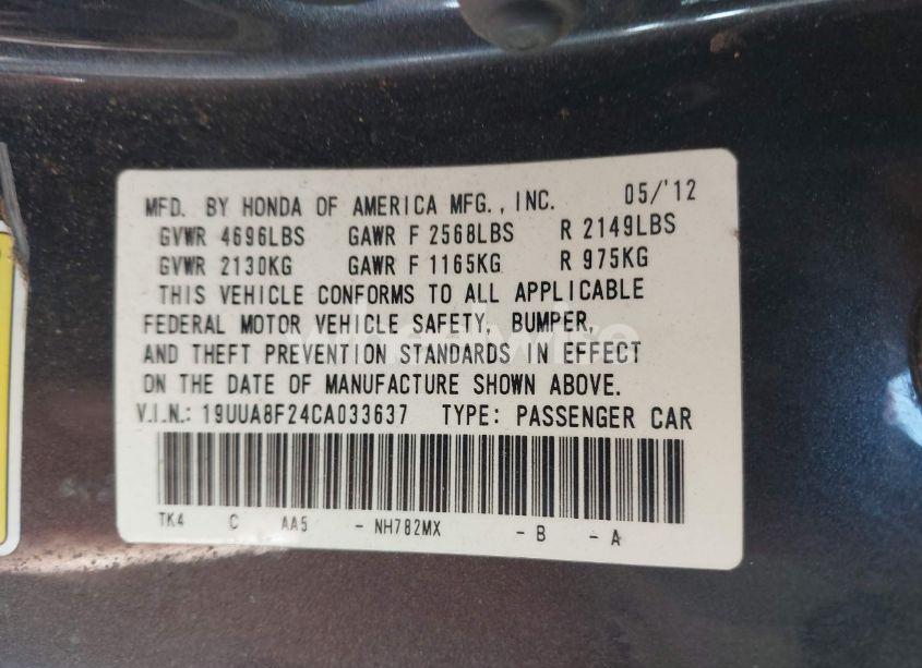 Photo 8 of 2012 Acura Tl 3.5 (VIN 19UUA8F24CA033637)