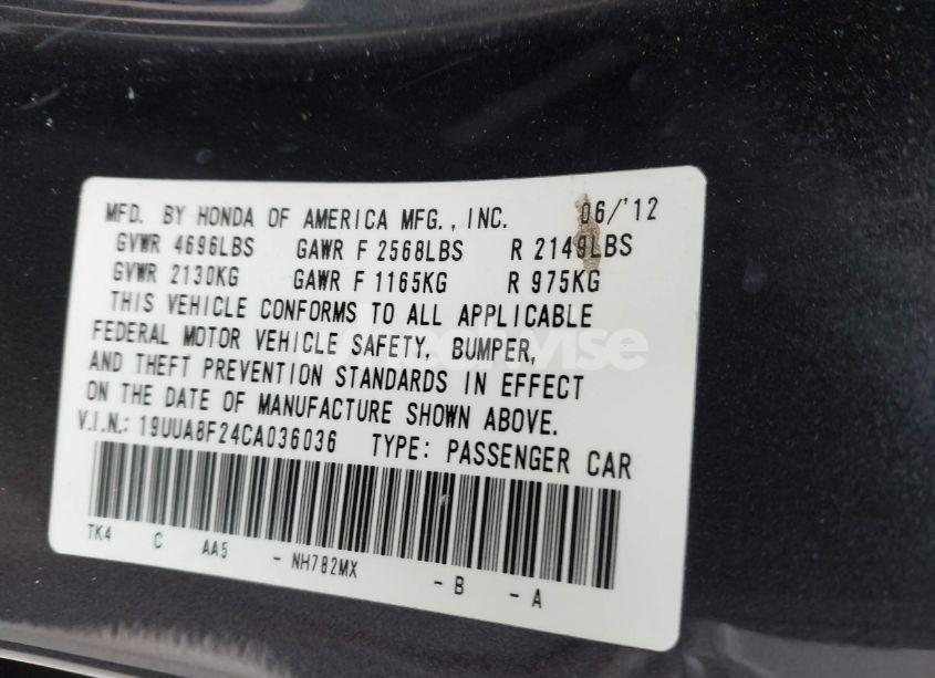 Photo 9 of 2012 Acura Tl 3.5 (VIN 19UUA8F24CA036036)