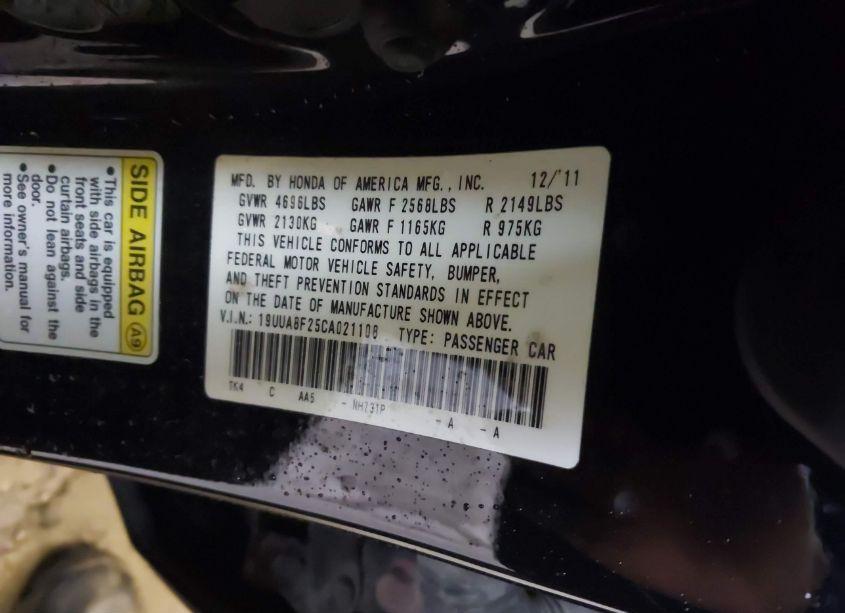 Photo 9 of 2012 Acura Tl 3.5 (VIN 19UUA8F25CA021108)