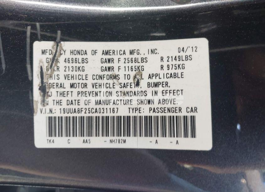 Photo 9 of 2012 Acura Tl 3.5 (VIN 19UUA8F25CA031167)