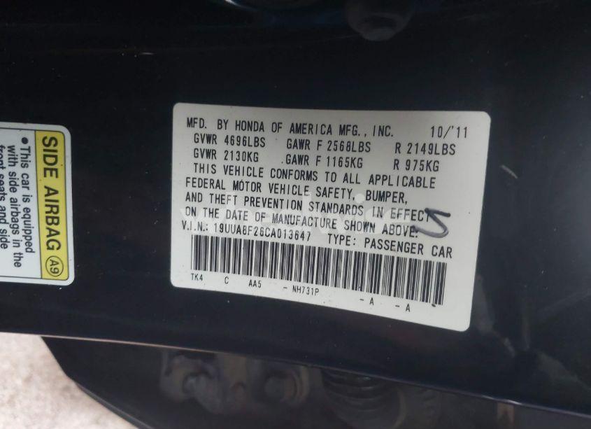 Photo 9 of 2012 Acura Tl 3.5 (VIN 19UUA8F26CA013647)