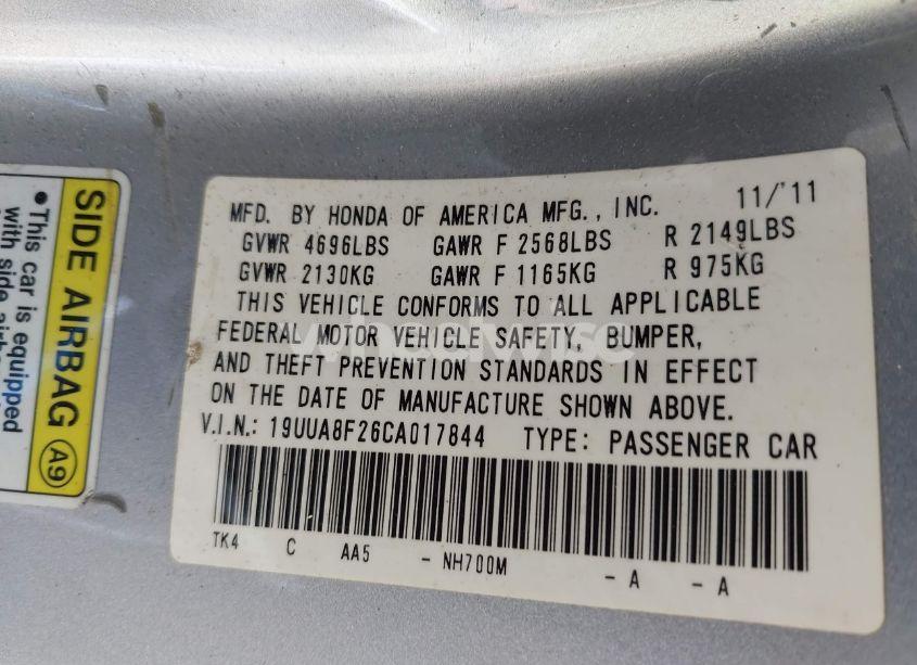 Photo 9 of 2012 Acura Tl 3.5 (VIN 19UUA8F26CA017844)