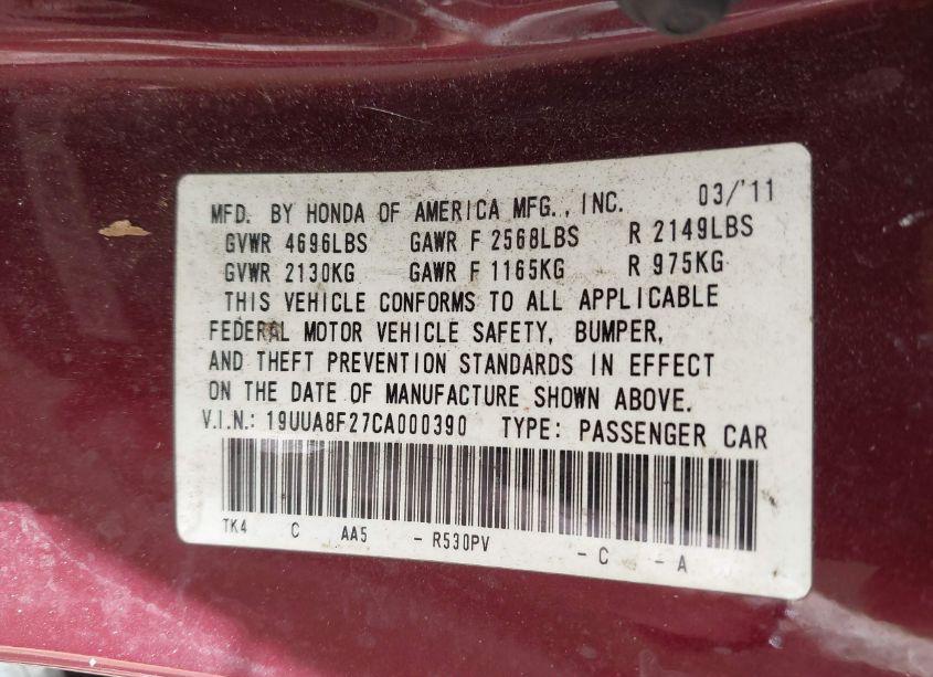 Photo 9 of 2012 Acura Tl 3.5 (VIN 19UUA8F27CA000390)