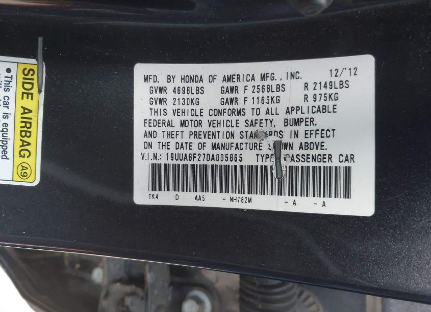 Photo 9 of 2013 Acura Tl 3.5 (VIN 19UUA8F27DA005865)
