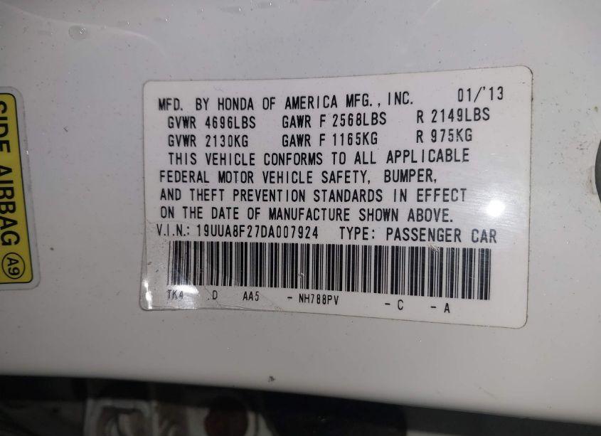 Photo 9 of 2013 Acura Tl 3.5 (VIN 19UUA8F27DA007924)